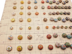 1926 Sample card (152) Czech antique glass buttons hand painted gold gilt