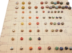 1926 Sample card (152) Czech antique glass buttons hand painted gold gilt