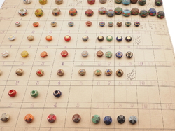 1926 Sample card (152) Czech antique glass buttons hand painted gold gilt