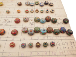 1926 Sample card (152) Czech antique glass buttons hand painted gold gilt