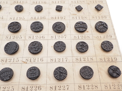 Sample card (143) Czech antique black glass buttons