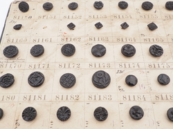 Sample card (143) Czech antique black glass buttons