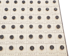 Sample card (138) Czech antique black glass buttons carved floral geometric lacy