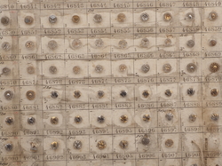 Sample card (147) Czech antique glass buttons gold gilt lustre crystal dimi