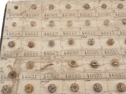 Sample card (147) Czech antique glass buttons gold gilt lustre crystal dimi