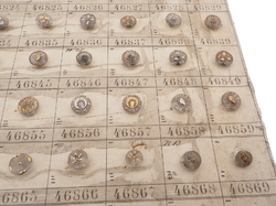 Sample card (147) Czech antique glass buttons gold gilt lustre crystal dimi
