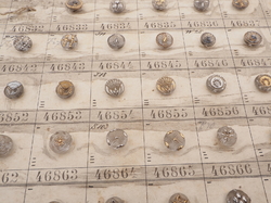 Sample card (147) Czech antique glass buttons gold gilt lustre crystal dimi