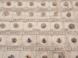 Sample card (147) Czech antique glass buttons gold gilt lustre crystal dimi