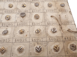 Sample card (147) Czech antique glass buttons gold gilt lustre crystal dimi