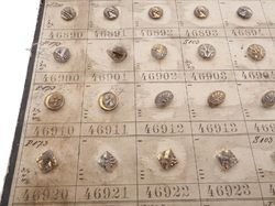 Sample card (147) Czech antique glass buttons gold gilt lustre crystal dimi