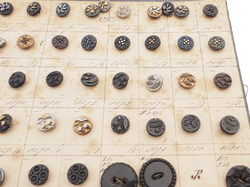 Sample card (155) Czech antique glass buttons flower bird butterfly