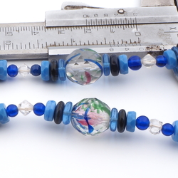 Vintage Czech necklace crystal rainbow blue glass beads