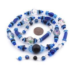 Vintage Czech necklace crystal rainbow blue glass beads