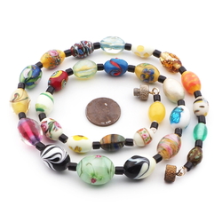 Vintage Czech necklace lampwork dragons breath glass beads