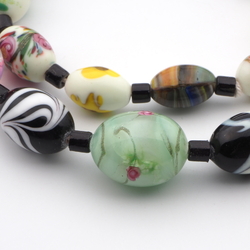 Vintage Czech necklace lampwork dragons breath glass beads