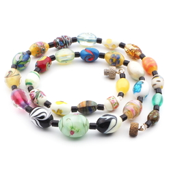 Vintage Czech necklace lampwork dragons breath glass beads