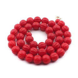 Vintage Czech necklace red melon glass beads