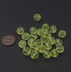 Lot (24) Czech vintage uranium round faceted glass beads 10mm