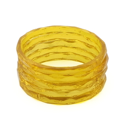 Lot (5) antique Czech golden yellow faceted glass bangles napkin rings 2.2"