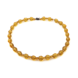 Vintage Czech necklace topaz faceted round glass beads