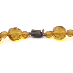 Vintage Czech necklace topaz faceted round glass beads