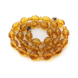Vintage Czech necklace topaz faceted round glass beads