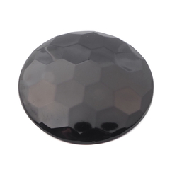 Large Czech antique Victorian jet black mourning glass sew on buckle element 2.2"