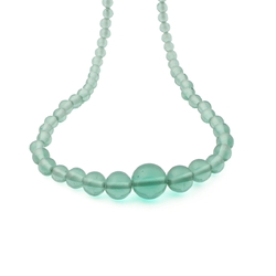 Vintage Czech necklace gradual transparent green round glass beads