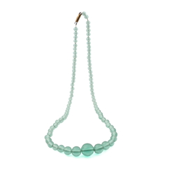 Vintage Czech necklace gradual transparent green round glass beads
