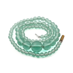 Vintage Czech necklace gradual transparent green round glass beads