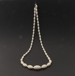 Vintage Czech necklace uranium white gradual oval glass beads