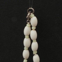 Vintage Czech necklace uranium white gradual oval glass beads