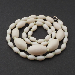 Vintage Czech necklace uranium white gradual oval glass beads