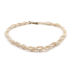 Vintage Czech 2 strand choker necklace round pearl plastic beads
