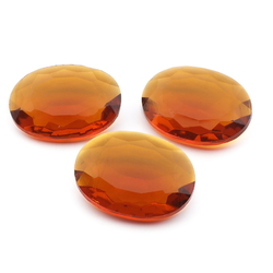 Lot (3) large Czech vintage oval amber topaz glass rhinestones 40x30mm