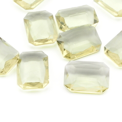Lot (9) large Czech vintage yellow citrine octagon glass rhinestones 25x18mm