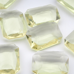 Lot (9) large Czech vintage yellow citrine octagon glass rhinestones 25x18mm