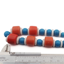Vintage Czech necklace white red blue trade glass beads