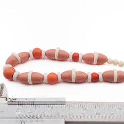 Vintage Czech necklace white pink uranium trade glass beads