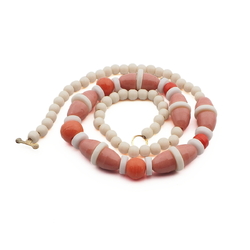 Vintage Czech necklace white pink uranium trade glass beads