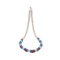 Vintage Czech necklace red blue lustre pearl trade glass beads