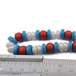 Vintage Czech necklace red blue lustre pearl trade glass beads