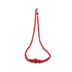Vintage Czech necklace gredual red Depression era glass beads
