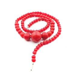 Vintage Czech necklace gredual red Depression era glass beads