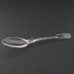 Antique Czechoslovakian crystal clear glass dessert spoon 7.6"