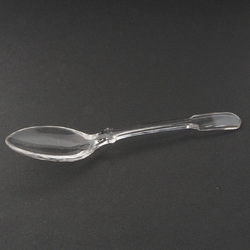 Antique Czechoslovakian crystal clear glass dessert spoon 7.6"