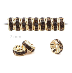 Lot 144 pcs 7 mm Czech Smoky Topaz Rhinestone Rondelles spacer beads jewelry making 