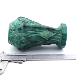 Vintage 1930's Czech Schlevogt Ingrid " Grape Harvest" nudes malachite green glass vase