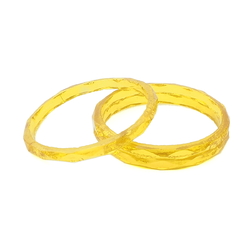 Lot (3) antique Czech golden yellow faceted glass bangles napkin rings 2.2"