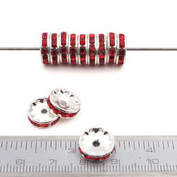 Lot 12 pcs 12mm Premium Czech Lt. Siam Red Rhinestone Rondelles spacer beads jewelry findings